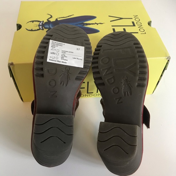 FLY London Woka Leather Mary Jane Heels Shoes - Picture 7 of 7